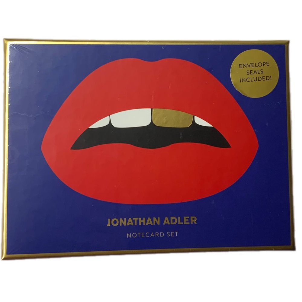 NEW! Jonathan Adler Lips Boxed Diecut Notecard Set of 6 Cards Stickers Envelopes